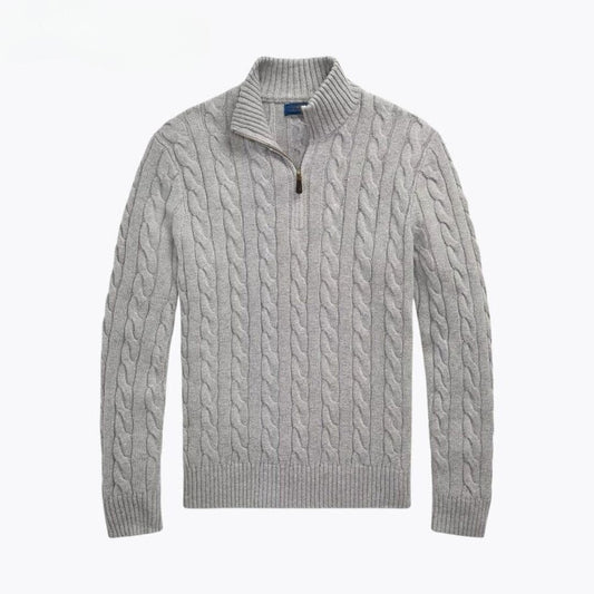 Chunky Cable-Knit Cotton Quarter-Zip Sweater Ralph Lauren Elorien Grey S 