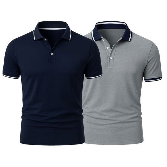 KAUFE 1, ERHALTE 2 - Premiere Polo Shirt Kit – Professional Line by (2-Pack) Ralph Lauren Elorien Navy Blue + Gray S 