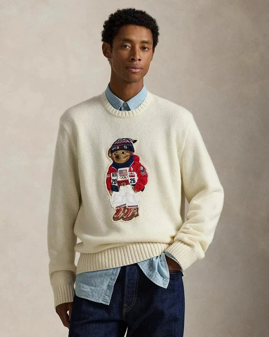 Sweater Bear | Team USA Polo Sweater Cream Combo Ralph Lauren Elorien 